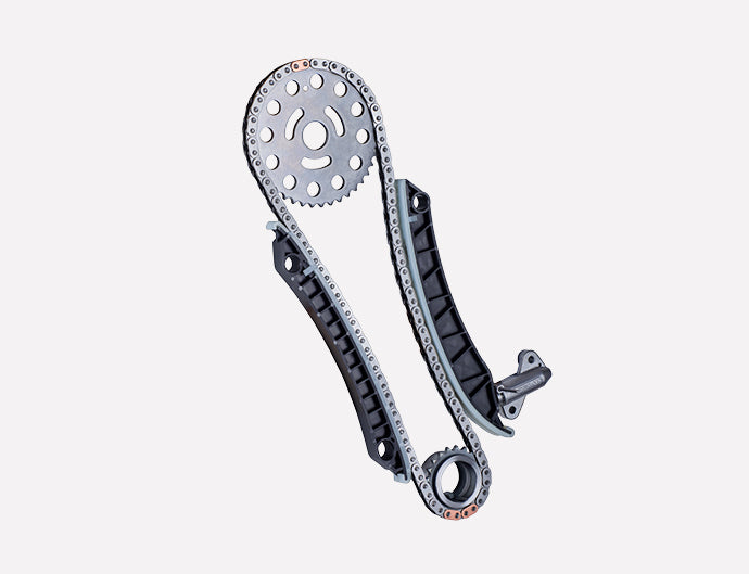 Timing chain, sprockets, guides and tensioner shown in febi supplier artwork